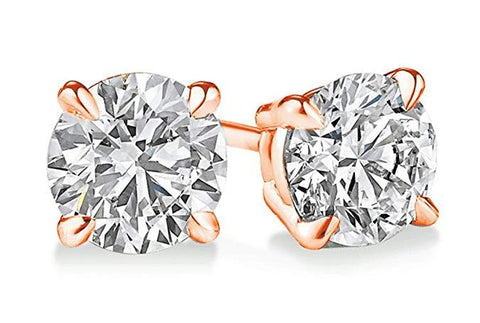 Solitaire Necklace and 4 Prong Earring made With Austrian Crystals with Luxe Box - 18K Rose Gold ITALY Design