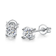 Solitaire Princess Cut Austrian Elements Studs in 18K White ITALY Design  - ALILY