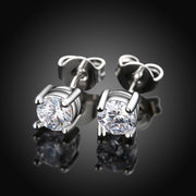 Crystal Stud Earring in 14K White Gold Plated 6mm