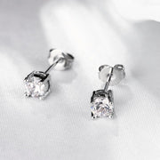 Pave Halo Disc Necklace & Stud Earring With Austrian Crystals with Luxe Box - 18K White Gold ITALY Design