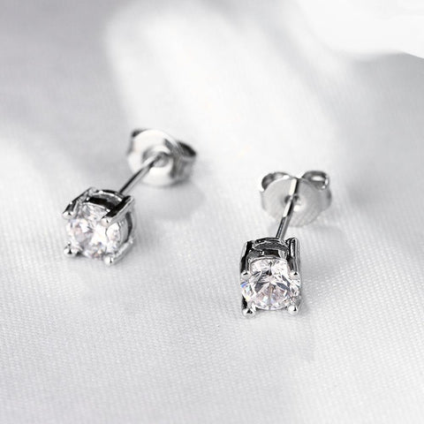 Crystal Stud Earring in 14K White Gold Plated 6mm