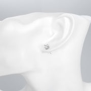 Pave Halo Disc Necklace & Stud Earring With Austrian Crystals with Luxe Box - 18K White Gold ITALY Design