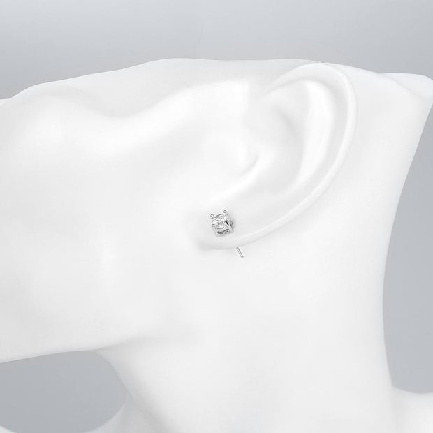 Pave Halo Disc Necklace & Stud Earring With Austrian Crystals with Luxe Box - 18K White Gold ITALY Design