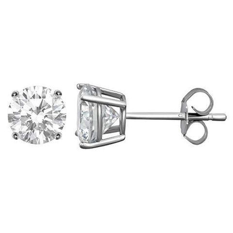Crystal Stud Earring in 14K White Gold Plated 6mm