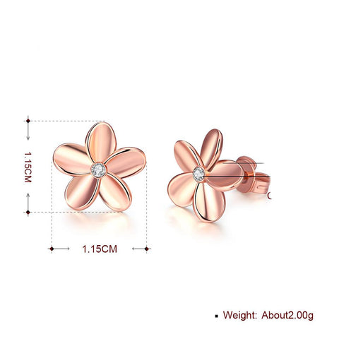 Crystal Flower Stud Earring in 18K Rose Gold Plated