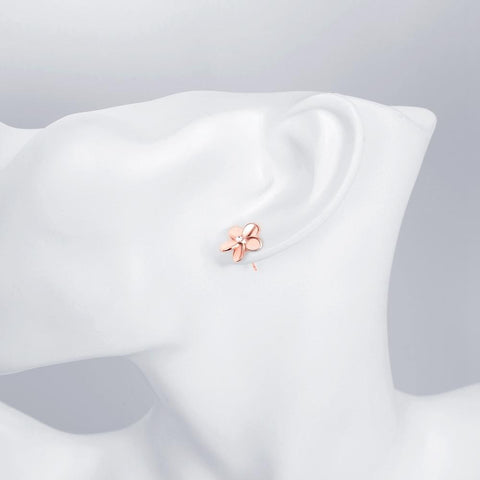 Crystal Flower Stud Earring in 18K Rose Gold Plated