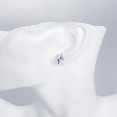 Crystal Flower Stud Earring in 18K White Gold Plated