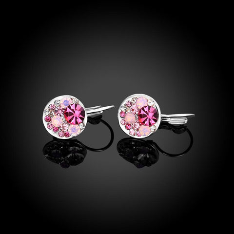 Pink Periwrinkle  Leverback Earrings in 18K White Gold