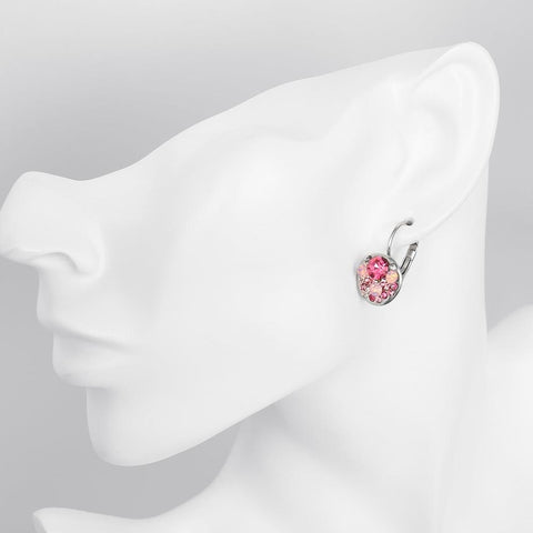 Pink Periwrinkle  Leverback Earrings in 18K White Gold