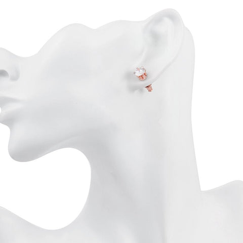 Crystal Pave Stud Earring in 18K Rose Gold Plated