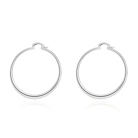 2" Flat Hoop Earrings in 18K White Gold Plated, Hoop Earring, ALILY , ALILY   jewelryjewelry deals, swarovski crystal jewelry, groupon jewelry,, jewelry for mom, 