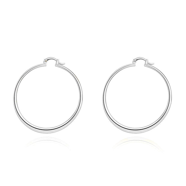 2" Flat Hoop Earrings in 18K White Gold Plated, Hoop Earring, ALILY , ALILY   jewelryjewelry deals, swarovski crystal jewelry, groupon jewelry,, jewelry for mom, 