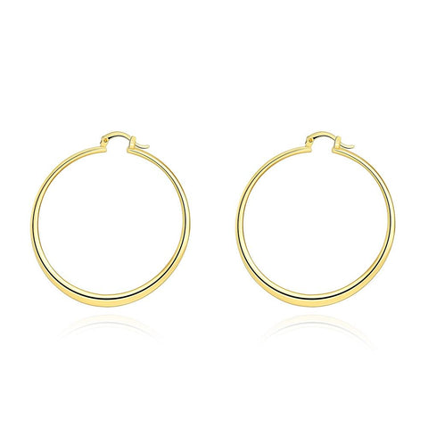 2" Flat Hoop Earrings in 18K Gold Plated, Hoop Earring, ALILY , ALILY   jewelryjewelry deals, swarovski crystal jewelry, groupon jewelry,, jewelry for mom, 