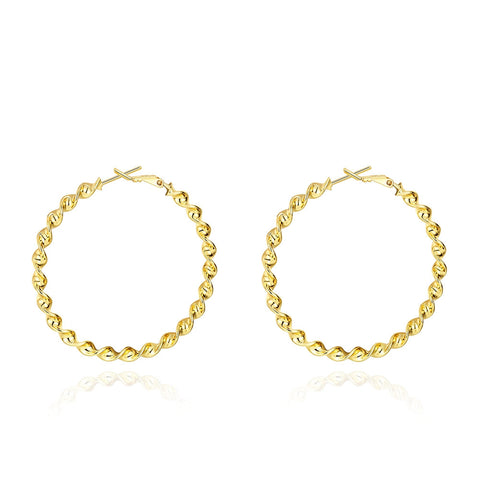 14K Gold Plating Twisted Abstract Hoop Earrings