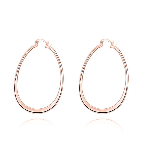 3" Oval Hoop French Lock Earrings in 18K Rose Gold Plated, Hoop Earring, ALILY , ALILY   jewelryjewelry deals, swarovski crystal jewelry, groupon jewelry,, jewelry for mom, 