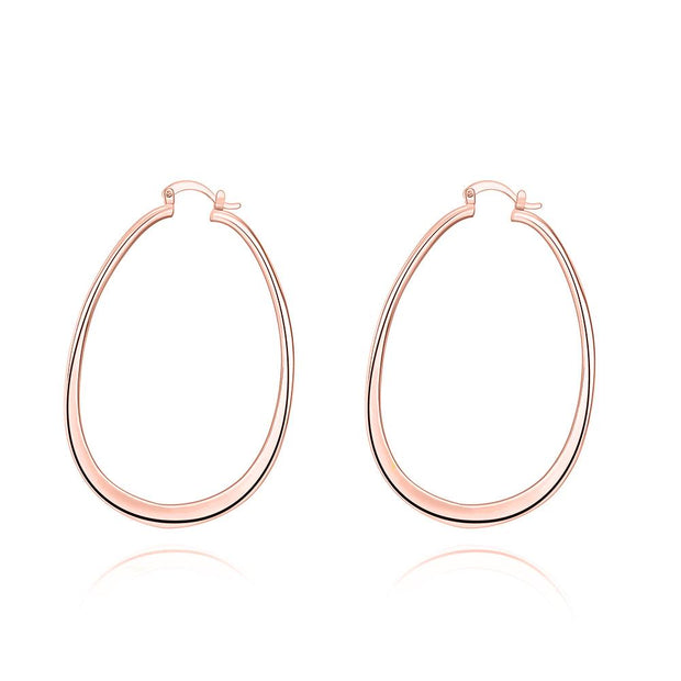 3" Oval Hoop French Lock Earrings in 18K Rose Gold Plated, Hoop Earring, ALILY , ALILY   jewelryjewelry deals, swarovski crystal jewelry, groupon jewelry,, jewelry for mom, 