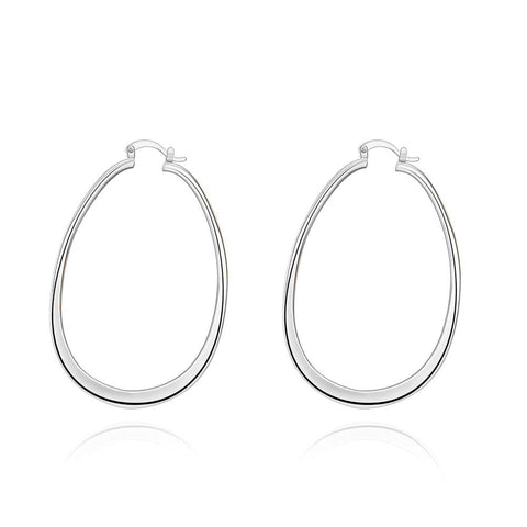 3" Oval Hoop French Lock Earrings in 18K White Gold Plated, Hoop Earring, ALILY , ALILY   jewelryjewelry deals, swarovski crystal jewelry, groupon jewelry,, jewelry for mom, 