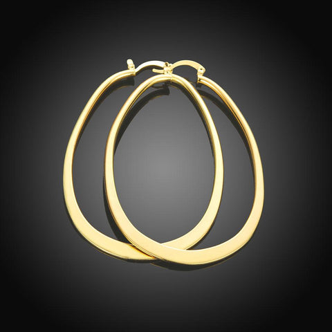 3" Oval Hoop French Lock Earrings in 18K Gold Plated, Hoop Earring, ALILY , ALILY   jewelryjewelry deals, swarovski crystal jewelry, groupon jewelry,, jewelry for mom, 