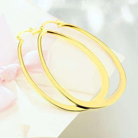 3" Oval Hoop French Lock Earrings in 18K Gold Plated, Hoop Earring, ALILY , ALILY   jewelryjewelry deals, swarovski crystal jewelry, groupon jewelry,, jewelry for mom, 