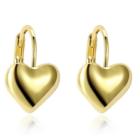 18K Gold Plated Classic Heart Huggie Earrings ITALY Design
