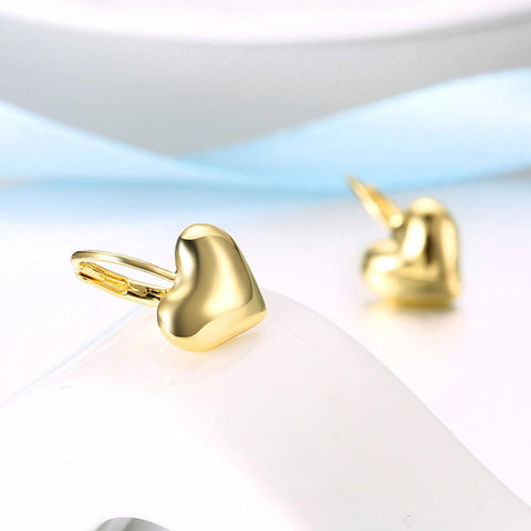 18K Gold Plated Classic Heart Huggie Earrings ITALY Design