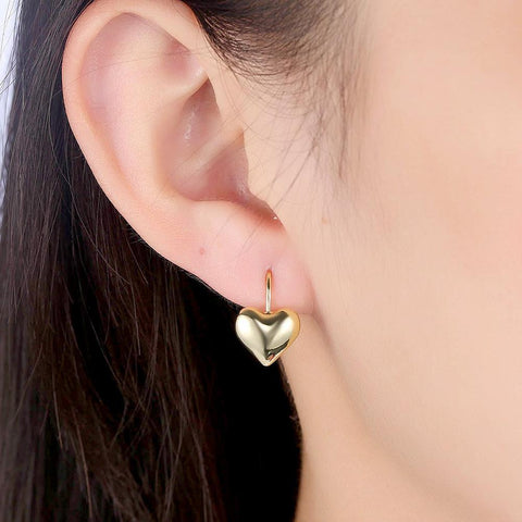 18K Gold Plated Classic Heart Huggie Earrings ITALY Design