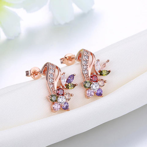18K Rose Gold Plated Rainbow Earrings Made with Swarovski Elements, , ALILY , ALILY   jewelryjewelry deals, swarovski crystal jewelry, groupon jewelry,, jewelry for mom, 