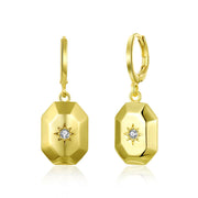 Rectangle Drop Earrings in 14K Gold