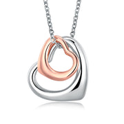 Double Heart Necklace in 18K Rose Gold Plated