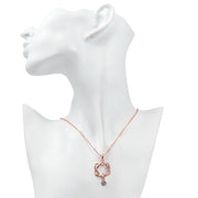 Intertwined Heart Necklace in 18K Rose Gold Plated  Crystals