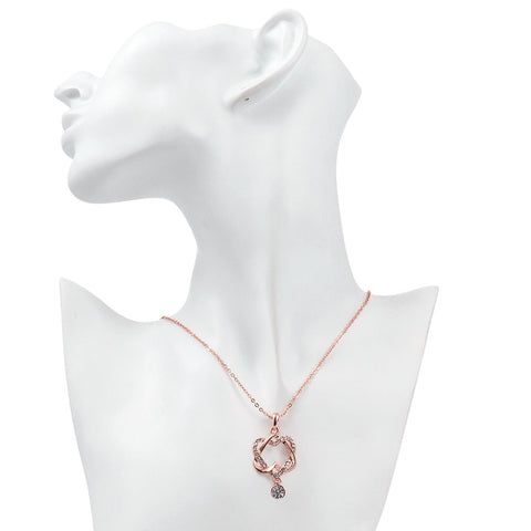 Intertwined Heart Necklace in 18K Rose Gold Plated  Crystals