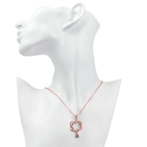 Crystal Double Heart Necklace in 18K Rose Gold Plated