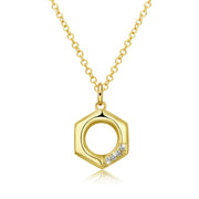 Austrian Elements Honeycomb Pendant Necklace in 14K Gold Plating ITALY Design  - ALILY