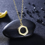 Austrian Elements Honeycomb Pendant Necklace in 14K Gold Plating ITALY Design  - ALILY