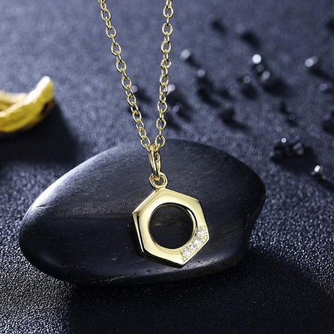 Austrian Elements Honeycomb Pendant Necklace in 14K Gold Plating ITALY Design  - ALILY