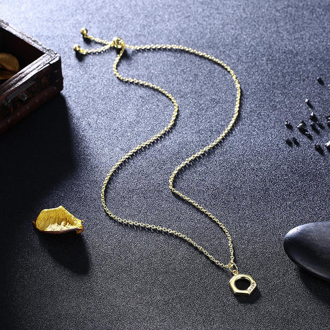 Austrian Elements Honeycomb Pendant Necklace in 14K Gold Plating ITALY Design  - ALILY