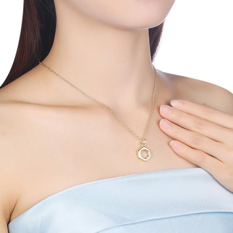 Austrian Elements Honeycomb Pendant Necklace in 14K Gold Plating ITALY Design  - ALILY