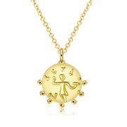 14K Gold Plated Medallion Aztec Pendant Necklace