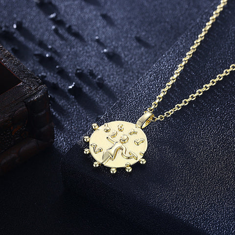 14K Gold Plated Medallion Aztec Pendant Necklace
