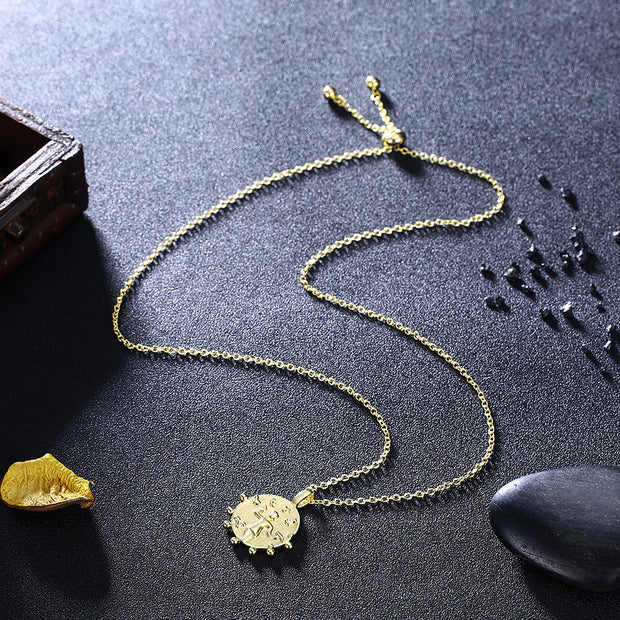 14K Gold Plated Medallion Aztec Pendant Necklace