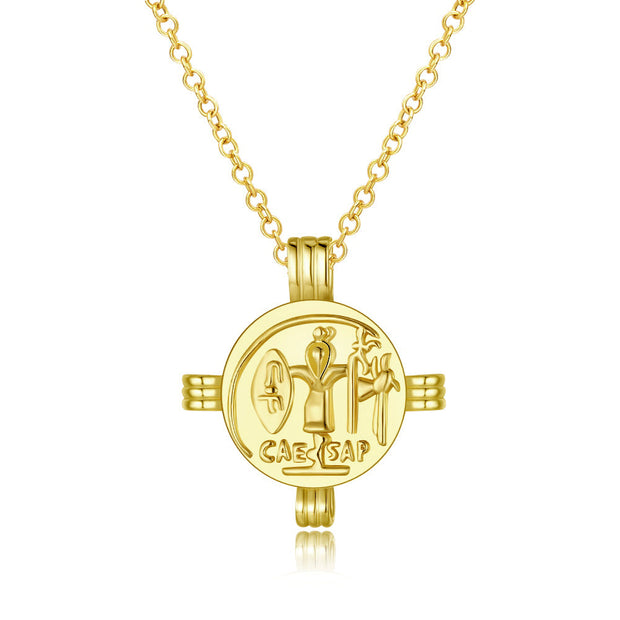 14K Gold Plating Ceaser Palace Medallion Pendant Necklace