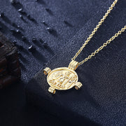 14K Gold Plating Ceaser Palace Medallion Pendant Necklace