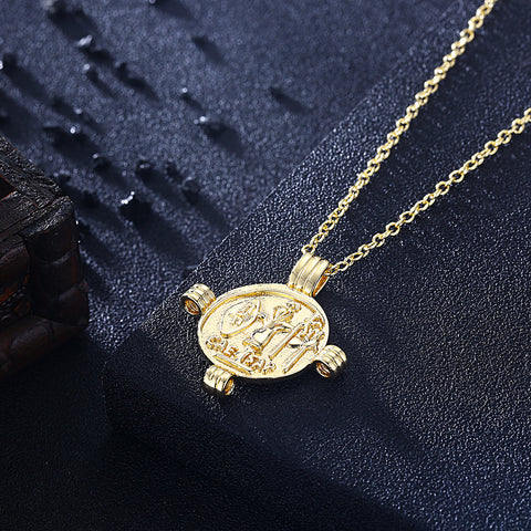 14K Gold Plating Ceaser Palace Medallion Pendant Necklace