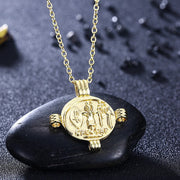 14K Gold Plating Ceaser Palace Medallion Pendant Necklace