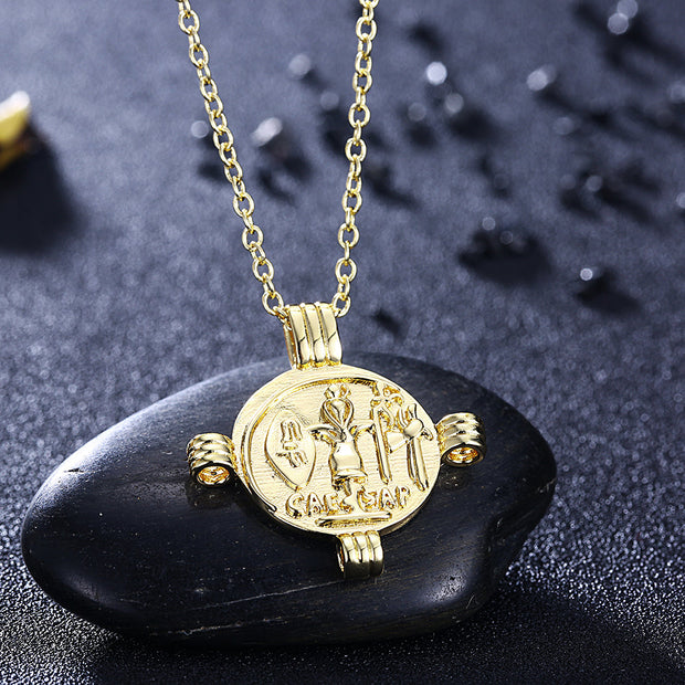 14K Gold Plating Ceaser Palace Medallion Pendant Necklace