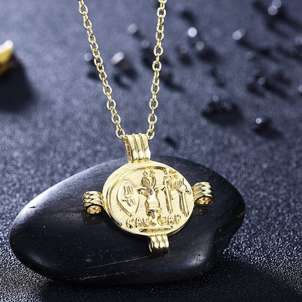 14K Gold Plating Ceaser Palace Medallion Pendant Necklace