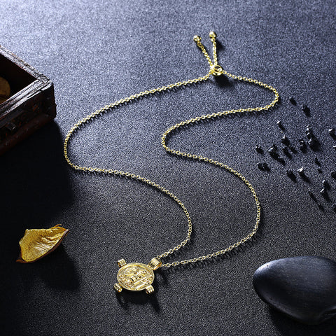 14K Gold Plating Ceaser Palace Medallion Pendant Necklace