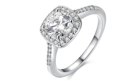 18K Gold-Plated Halo Ring Made with Swarovski Elements with Free Swarovski Elements Studs, , ALILY , ALILY   jewelryjewelry deals, swarovski crystal jewelry, groupon jewelry,, jewelry for mom, 