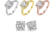 18K Gold-Plated Halo Ring Made with Swarovski Elements with Free Swarovski Elements Studs, , ALILY , ALILY   jewelryjewelry deals, swarovski crystal jewelry, groupon jewelry,, jewelry for mom, 