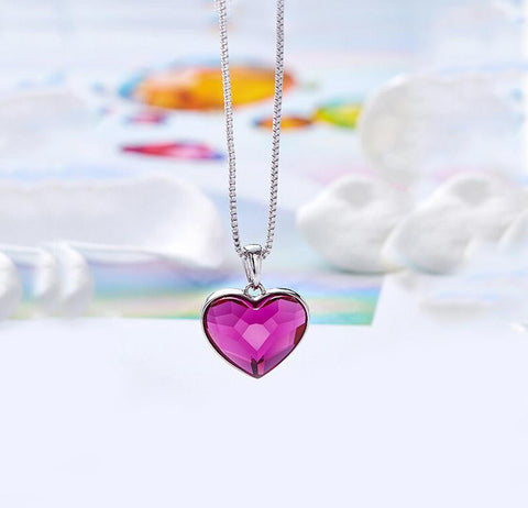 Crystals 3.44 CT Pink Topaz Heart  Necklace